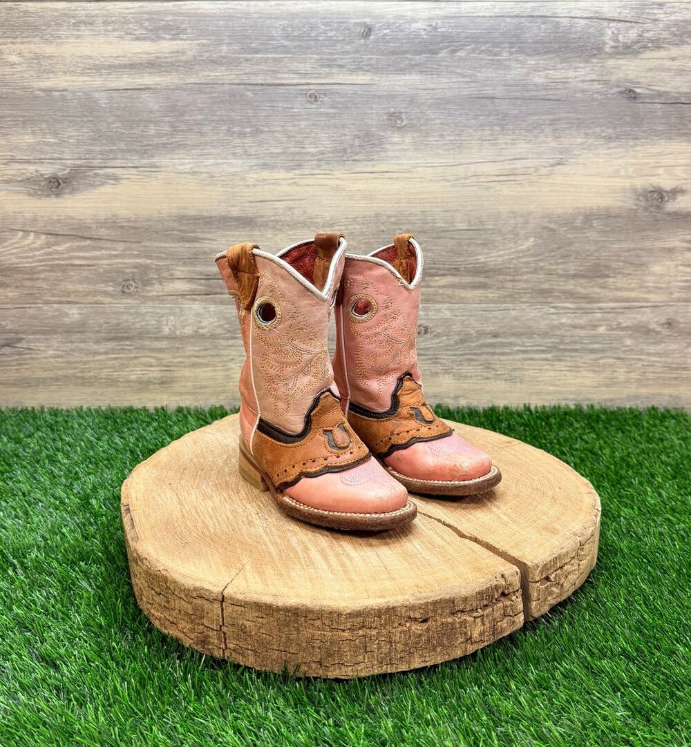 Blackstone Youth - Size 5 - Pink Horseshoe Western Cowboy Boots 463